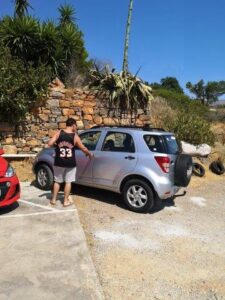 de auto die we huurden bij Elounda Happy Travel in het Elounda Residence hotel in Kreta