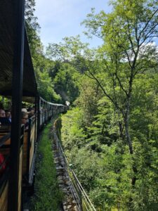 De train de l'Ardèche rijdt door de doux valleidoux